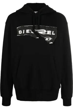 Diesel Ripped logo print hoodie