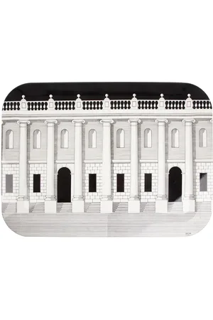 FORNASETTI Graphic-print wood tray