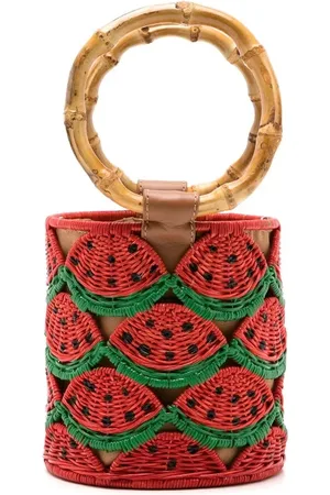 SERPUI Alina watermelon-woven bucket bag