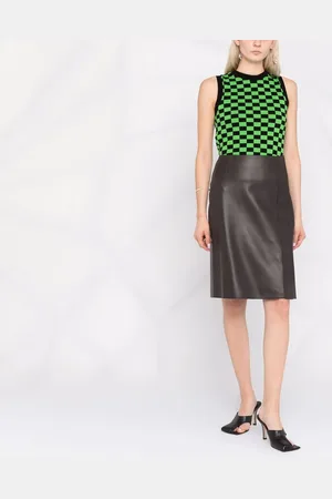Salvatore Ferragamo Slim leather midi skirt
