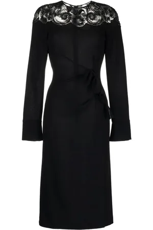 ERMANNO SCERVINO Gathered lace-panel midi dress