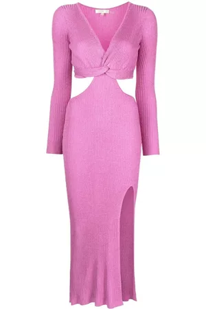 LOVESHACKFANCY Twist-front rib-knit midi dress