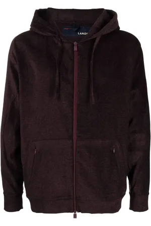 LARDINI Zip-up drawstring hoodie