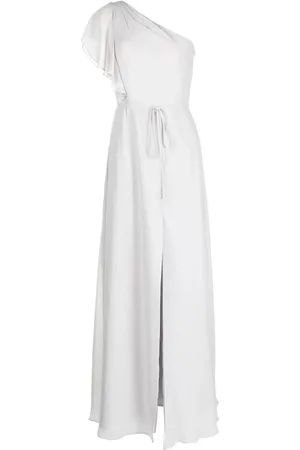 Marchesa Notte Tied-waist single-shoulder dress
