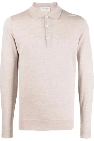 JOHN SMEDLEY Long-sleeved knitted polo jumper