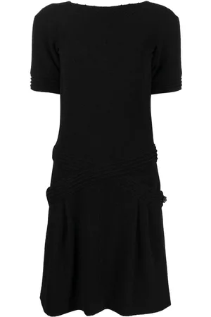 CHANEL Rib-detailed short-sleeved dress