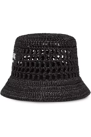 Prada Women Hats - Logo-embroidered woven bucket hat