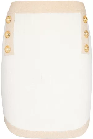 Balmain Button-embellished knitted miniskirt