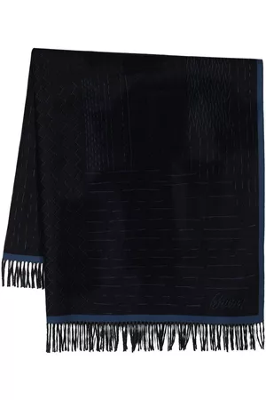 BRIONI Men Scarves - Fringed patterned-jacquard wool scarf