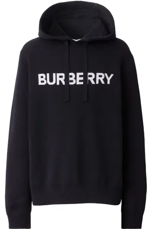 Burberry Logo-intarsia drawstring hoodie