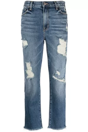 Current/Elliott Women Straight - Distressed straight-leg jeans