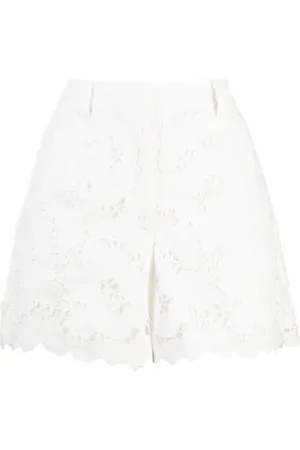 Self-Portrait Embroidered high-waisted shorts