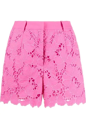 Self-Portrait Floral-lace scalloped shorts