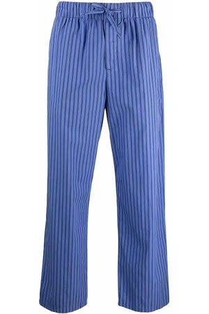 Helsa Cotton Poplin Stripe Pajama Pant in Bright Blue Stripe