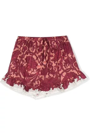 ZIMMERMANN Geometric-print ruffled shorts