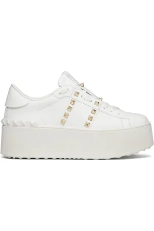 VALENTINO GARAVANI Rockstud Untitled leather flatform sneakers