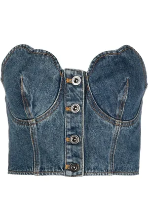 Self-Portrait Strapless denim bustier top