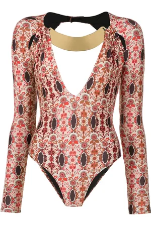 AMIR SLAMA Floral-print V-neck bodysuit