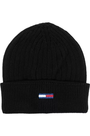 Tommy Hilfiger Women Beanies - Logo-embroidered rib-knit beanie