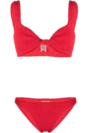 Hunza G Twist-detail crinkle bikini set