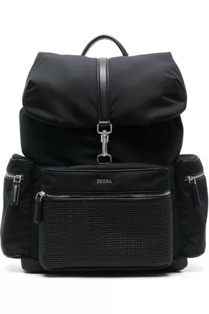Z Zegna Men 17 Inch Laptop Bags - Woven panel backpack