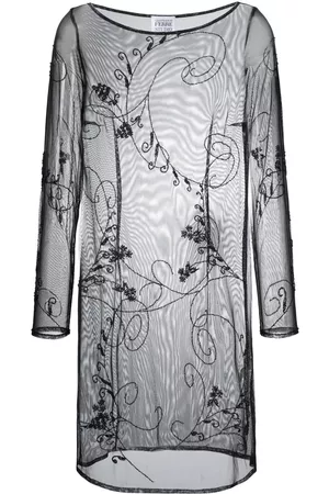 Gianfranco Ferré 1990s floral-embroidered long-sleeved dress