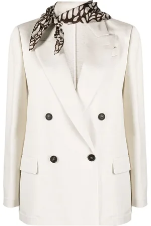 Brunello Cucinelli Scarf-detail double-breasted blazer