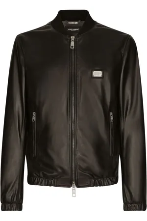 Dolce & Gabbana Logo-appliqué leather jacket
