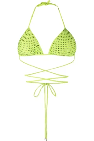 Self-Portrait Crystal triangle strappy bikini top
