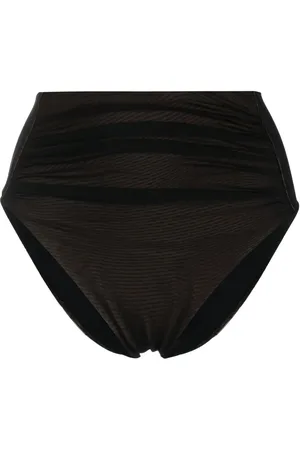 Self-Portrait Gathered high-waisted bikini bottoms