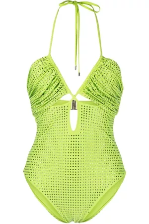 Self-Portrait Crystal-embellished cut-out swimsuit