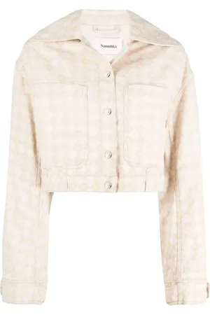 Nanushka Logo pattern boxy denim jacket