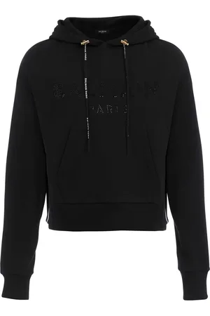 Balmain Rhinestone cotton hoodie
