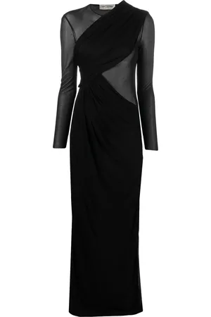 Saint Laurent Sheer-panel draped gown