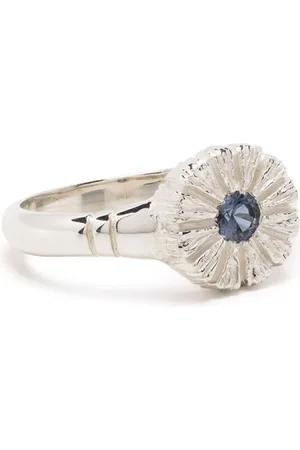 Bleue Burnham Sterling Flower Press ring