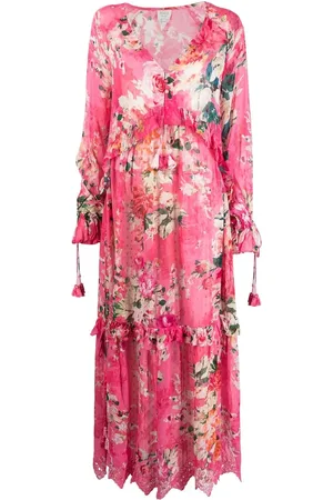 HEMANT AND NANDITA Tula floral-print tiered dress