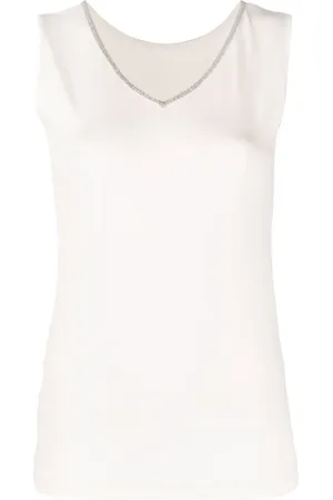 Fabiana Filippi Bead-embellished V-neck tank top
