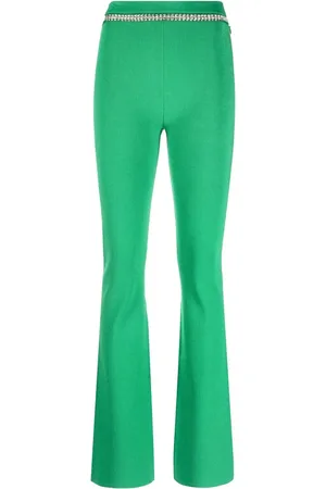 Paco rabanne Rhinestone-embellished ribbed-knit flared trousers