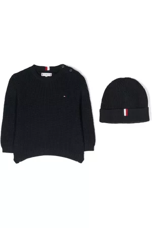 Tommy Hilfiger Junior Beanies - Waffle-knit sweater and beanie set