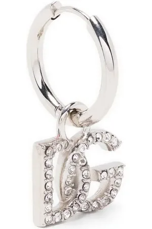 Dolce & Gabbana Crystal-embellished logo-charm hoop