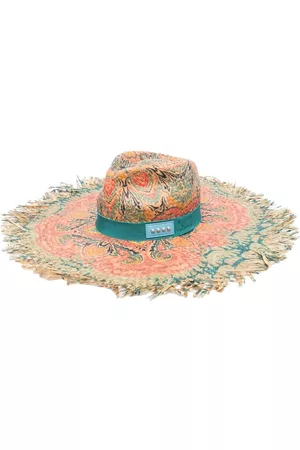 ETRO Women Hats - Frayed paisley-print raffia hat
