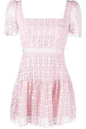 Self-Portrait Lace-detail short-sleeved mini dress