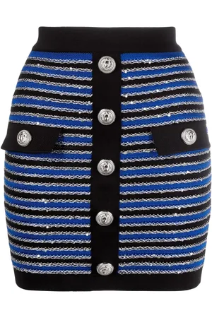 Balmain Striped button-fastening skirt