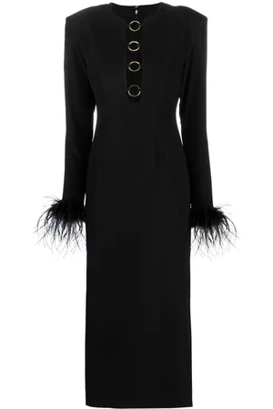 De La Vali Feather-trim midi dress