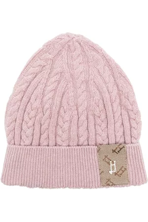 Herno Kids Girls Beanies - Logo-patch ribbed beanie