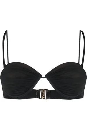 Self-Portrait Gathered underside bikini top
