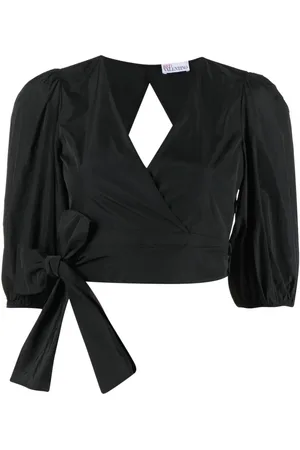RED Valentino V-neck cropped wrap blouse