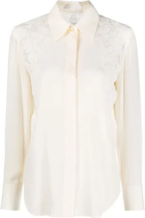 Chloé Guipure-detail silk shirt