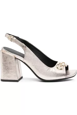 Furla 90mm leather logo plaque sandals