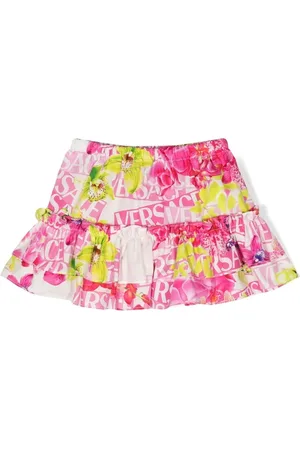 VERSACE Logo-print tiered skirt